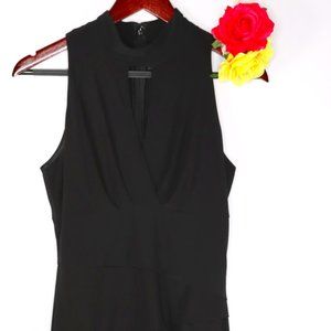 White House Black Market Dress Sz 6 Black Sleeveless Tiered Keyhole Neckline